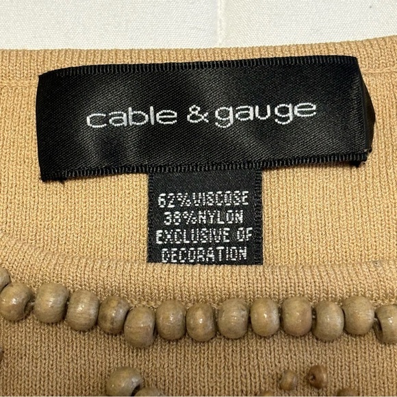 VINTAGE RARE FIND BEADED TOP IN EXCELLENT CONDITION TAN KNIT SLEEVELESS SIZE XL - Picture 5 of 5